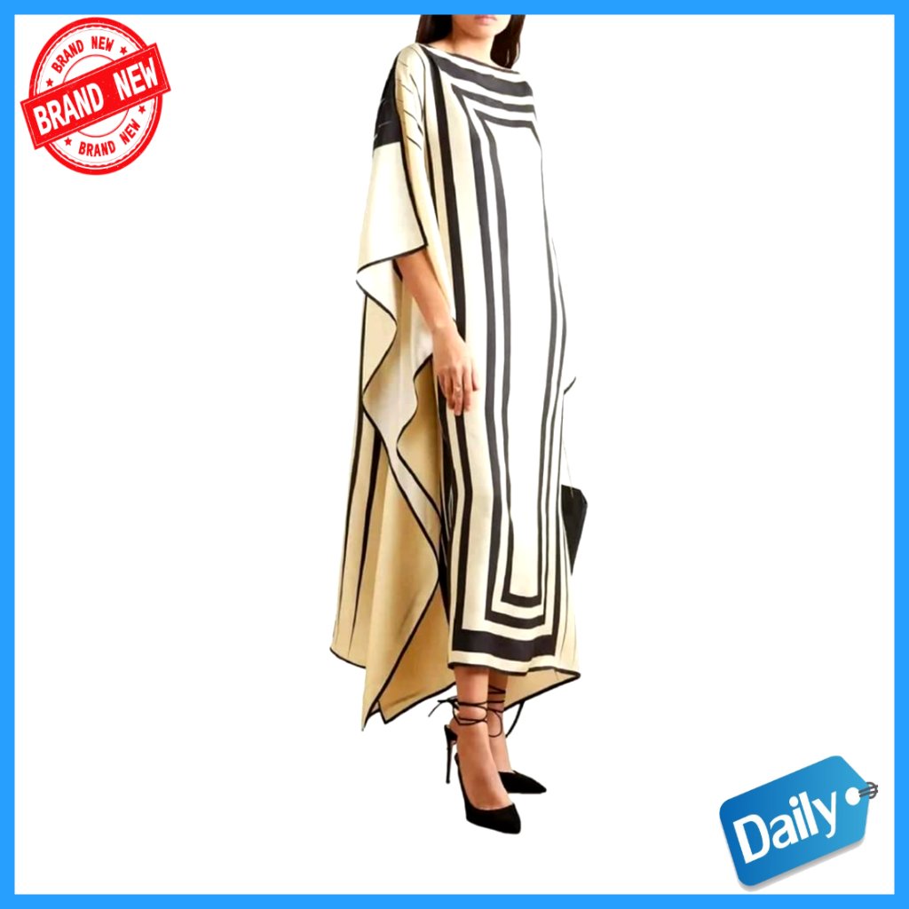 Satin Silk Kaftan Dress, Casual Beach Wear, Regular Fit, One Size